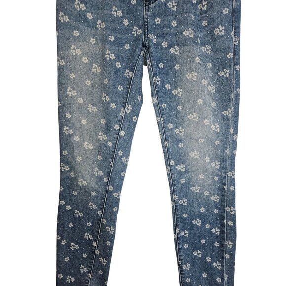 Free People Ditsy Flower Floral Denim Jeans Casual Low-Rise Ankle Women 26 - Picture 9 of 11